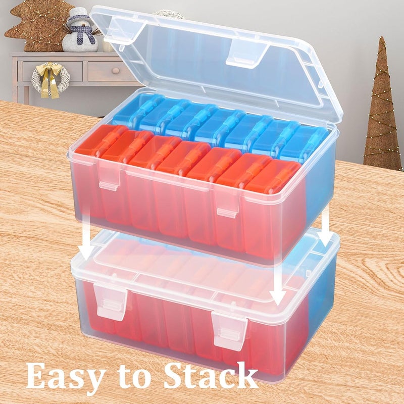 Mathtoxyz Small Bead Organizers(Red, Blue), 15 Pieces Plastic Storage Cases Mini Clear Bead Storage Containers Transparent Boxes with Hinged Lid and Rectangle Clear Craft Supply Case - Image 4